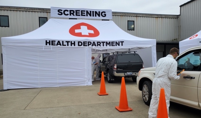 COVID 19 mobile screening drive thru tents